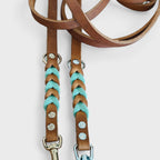 Fettlederleine "Elsa" - Cognac/Mint