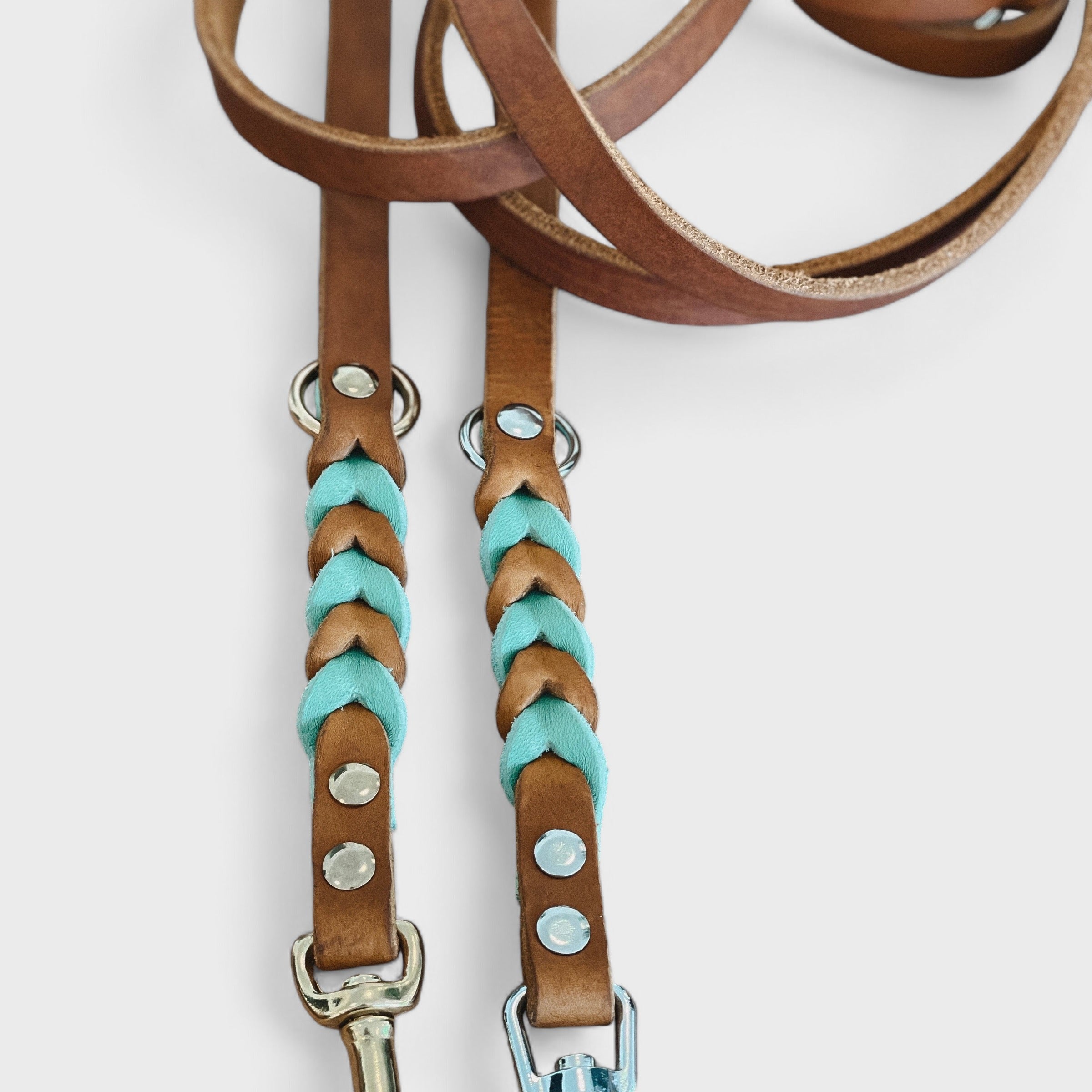 Fettlederleine "Elsa" - Cognac/Mint