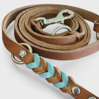 Fettlederleine "Elsa" - Cognac/Mint